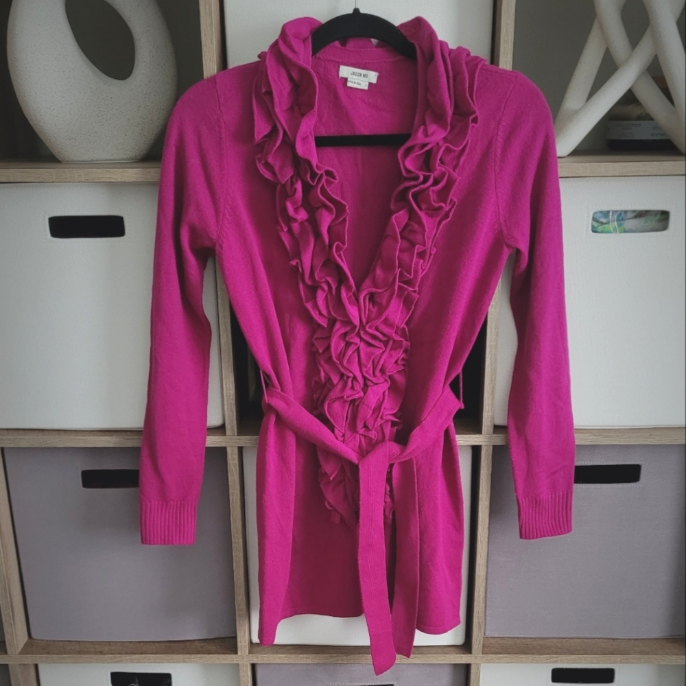 Jason Wu Fuchsia Ruffled Cardigan - Picture 2 of 13